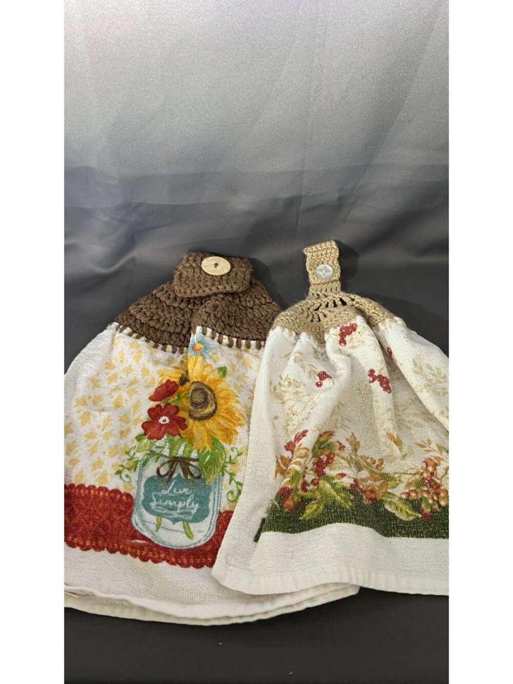 Handmade Hanging Kitchen Towels With Crochet Holder